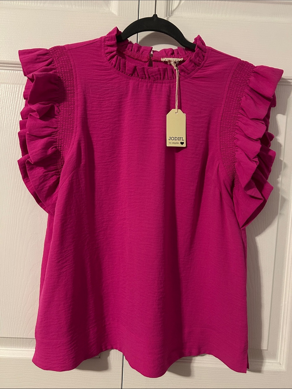 NWT JODIFL Ruffled Sleeve Blouse - Fuchsia Size S